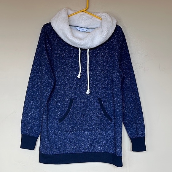 NEW Solstice Shearling Rollneck Lounge Sweatshirt Blue/purple mottled Sz M 8-10 - Picture 2 of 9